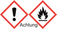 GHS Symbol Flamme und Ausrufezeichen