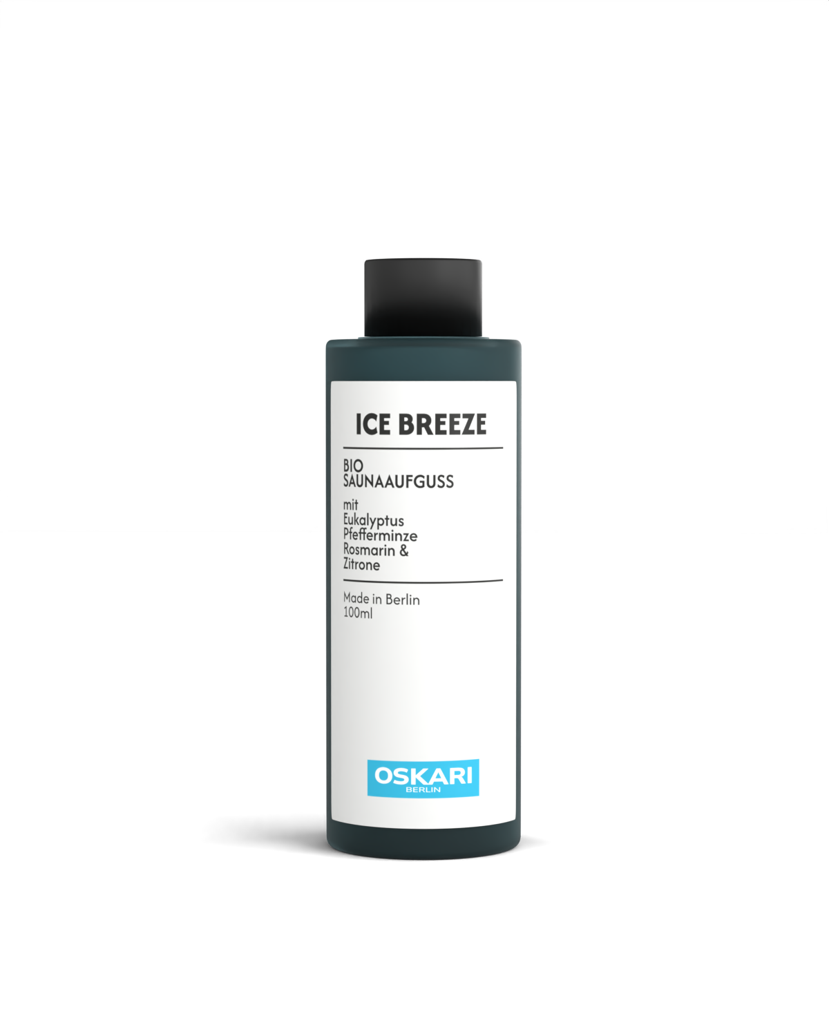 Bio Saunaaufguss Ice Breeze von Oskari in dunkelgrüner Flasche