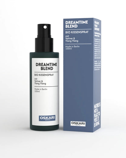 Das Bio Kissenspray Dreamtime Blend von Oskari mit Vetiver und Ylang Ylang