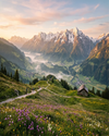 Alpen Panorama mit schneebedeckten Gipfeln