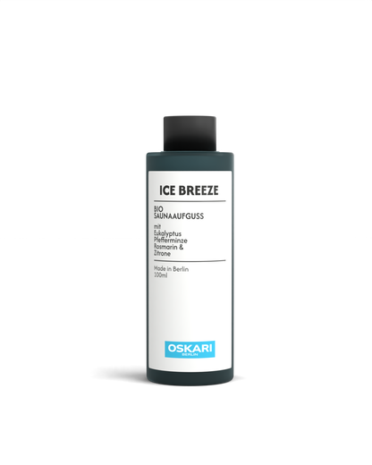 Bio Saunaaufguss Ice Breeze von Oskari in dunkelgrüner Flasche
