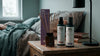 Das Midnight Dream Vibe Bundle von Oskari in einem Schlafzimmer auf dem Nachttisch